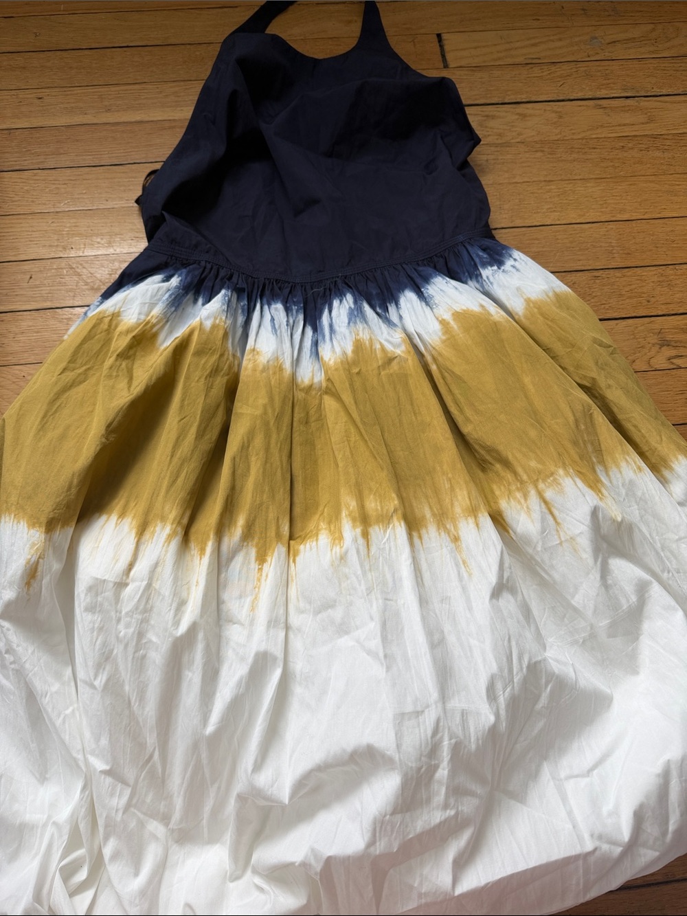 A.L.C. Blake Navy, Mustard & White Halter Tie-Dye Maxi Dress - Picture 2 of 4